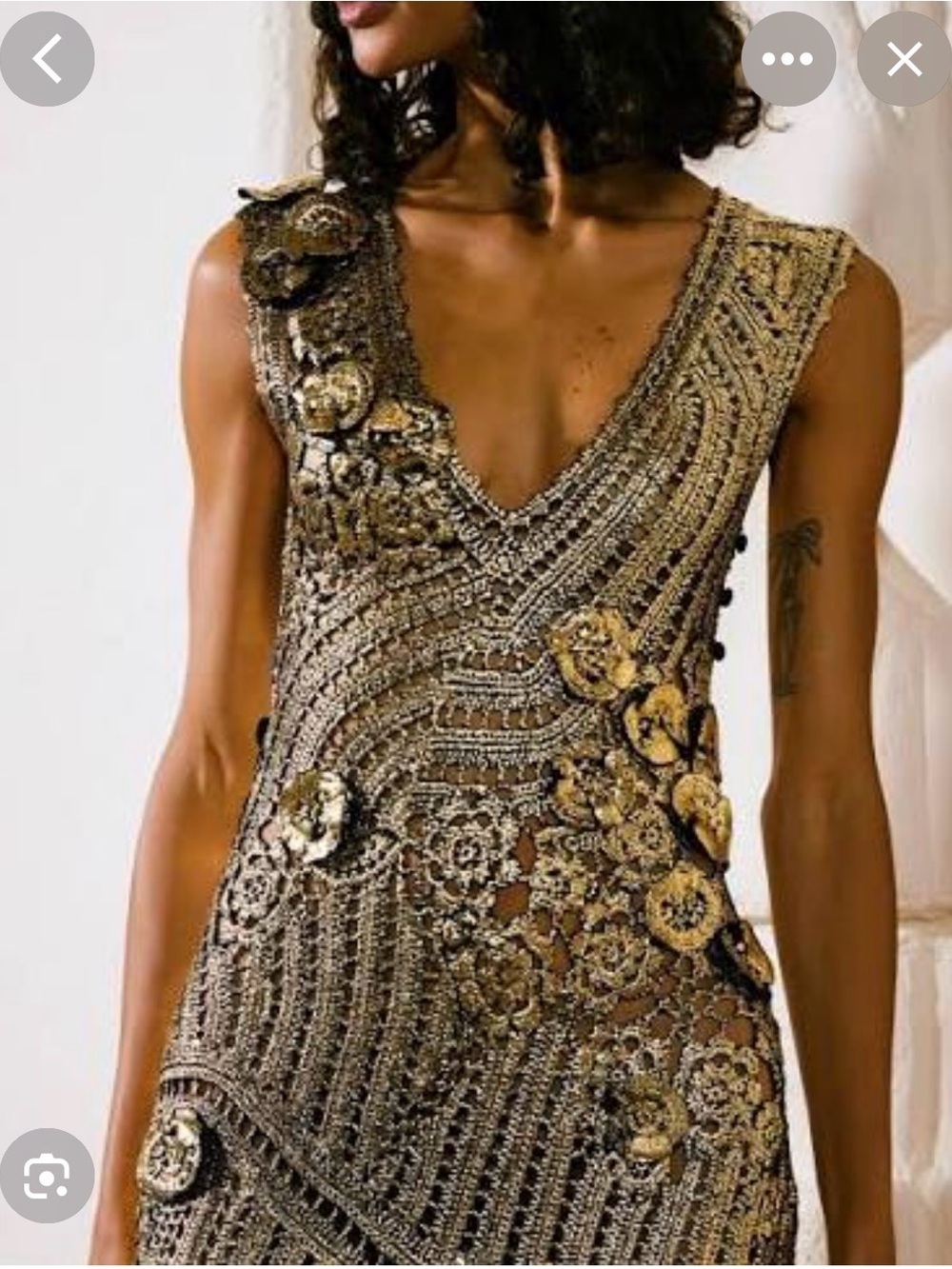 Ulla Johnson Evelyn Metallic Gold crochet Maxi Gown m new! - Picture 2 of 7